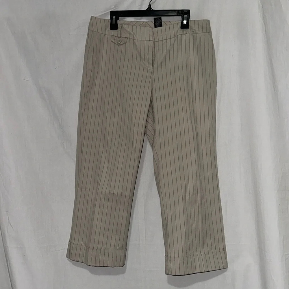 tan / beige & black New York & Company pinstripe capris size 4